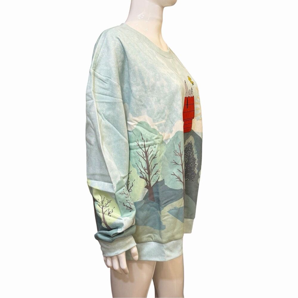 Peanuts Snoopy Scenic Camping Wilderness Forest Sweatshirt Sweater 2X New - Picture 3 of 8